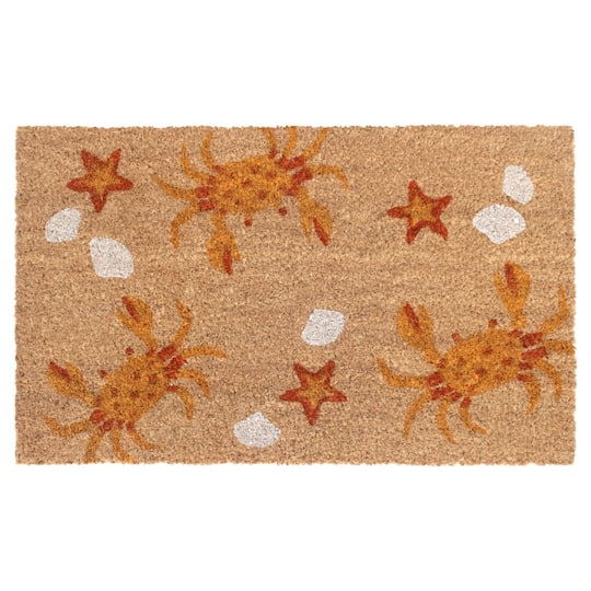 RugSmith White &#x26; Orange Crabs Machine Tufted Doormat